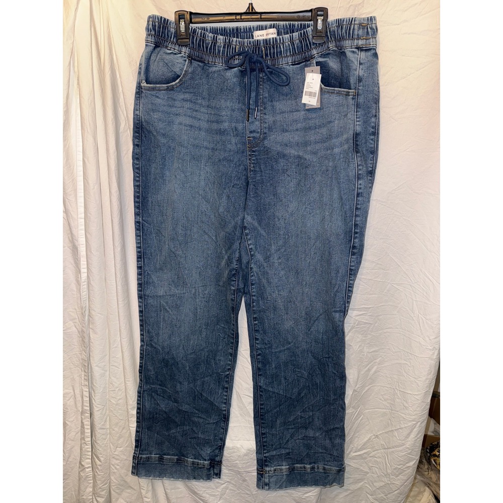 Lane‎ Bryant Signature Fit Jogger Jeans Medium Wash Drawstring Denim Size 16 NEW